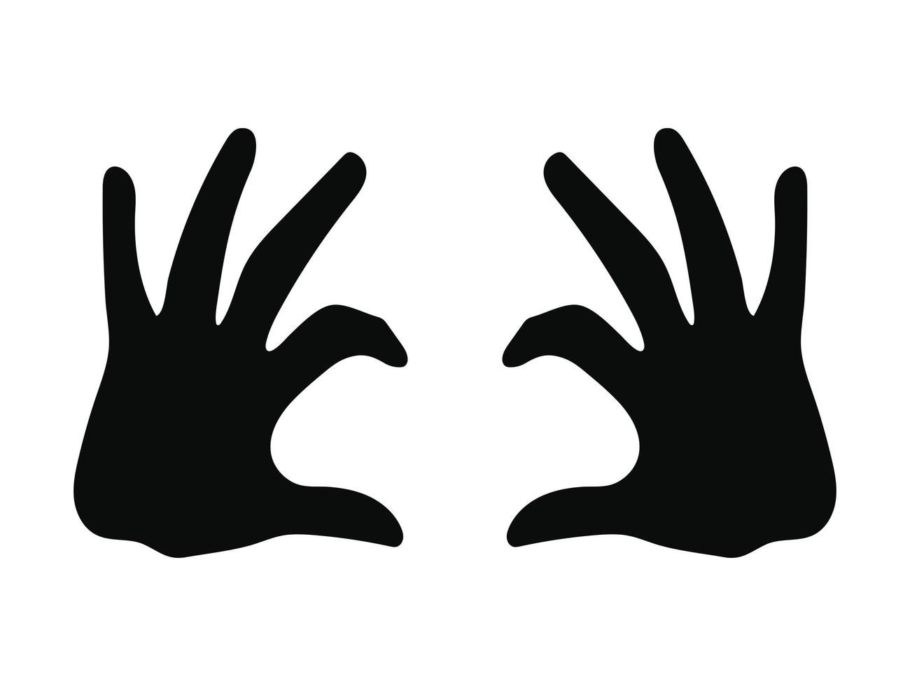 silhouette of two hands on white background vector