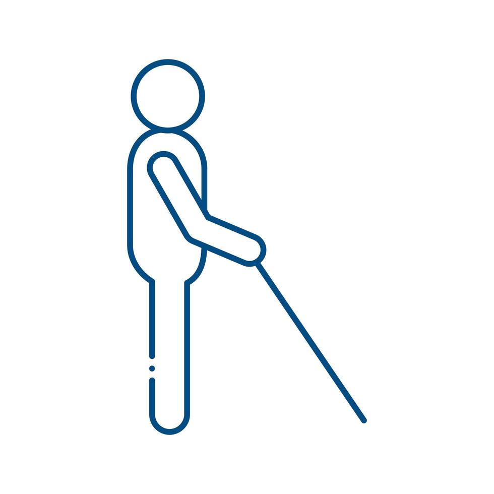 man with cane line style icon vector design