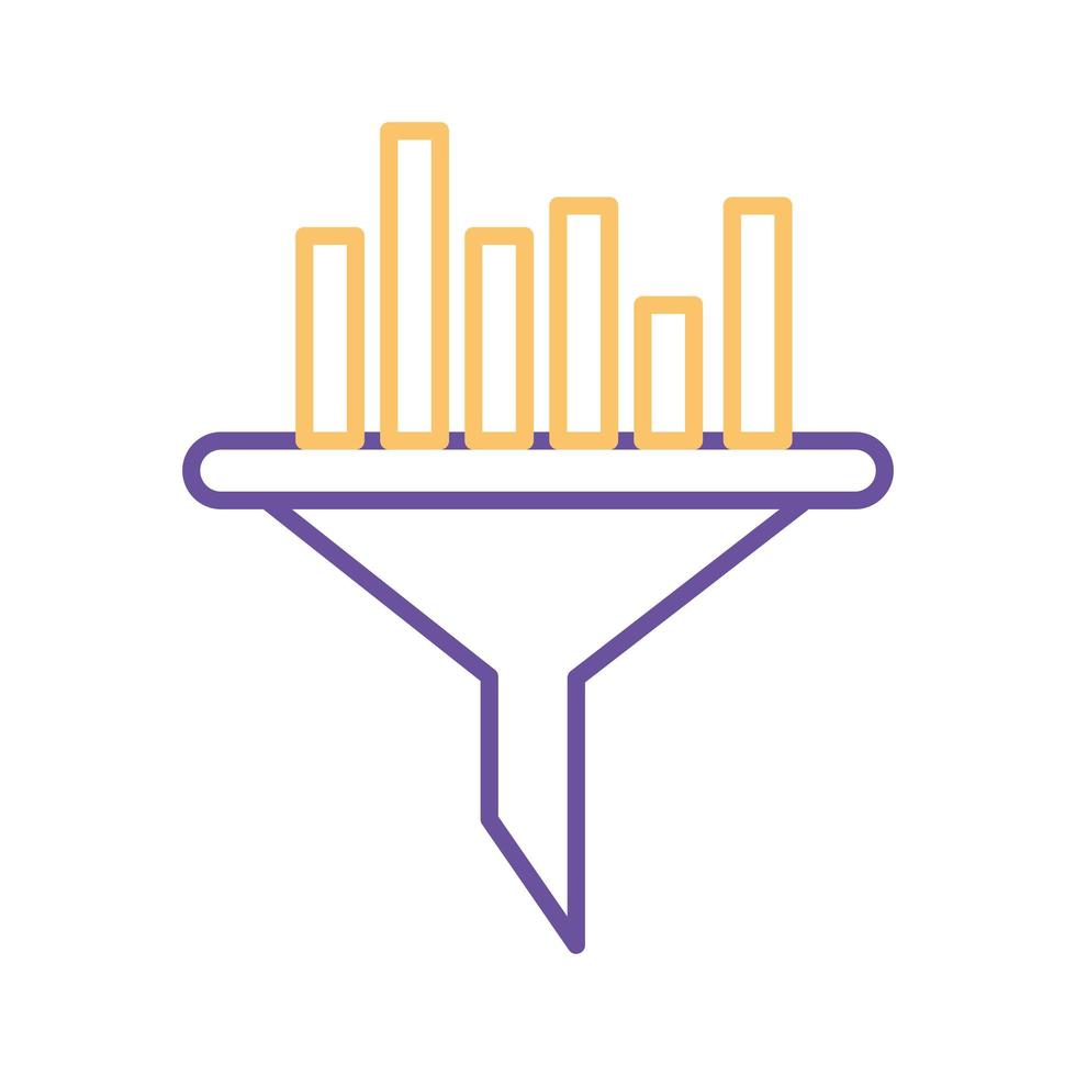 bars chart on funnel line style icon vector design