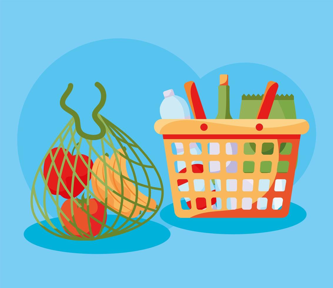 groceries in different bags vector