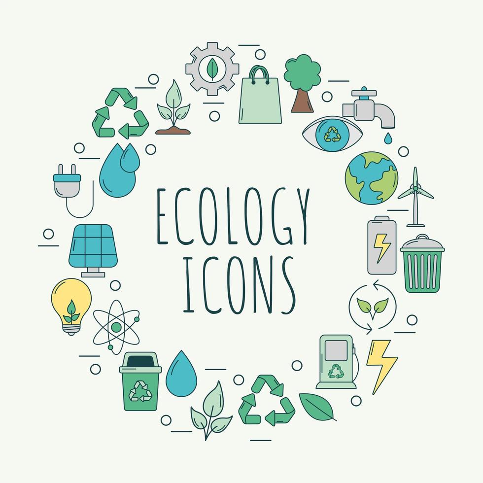 tarjeta de iconos de ecología vector