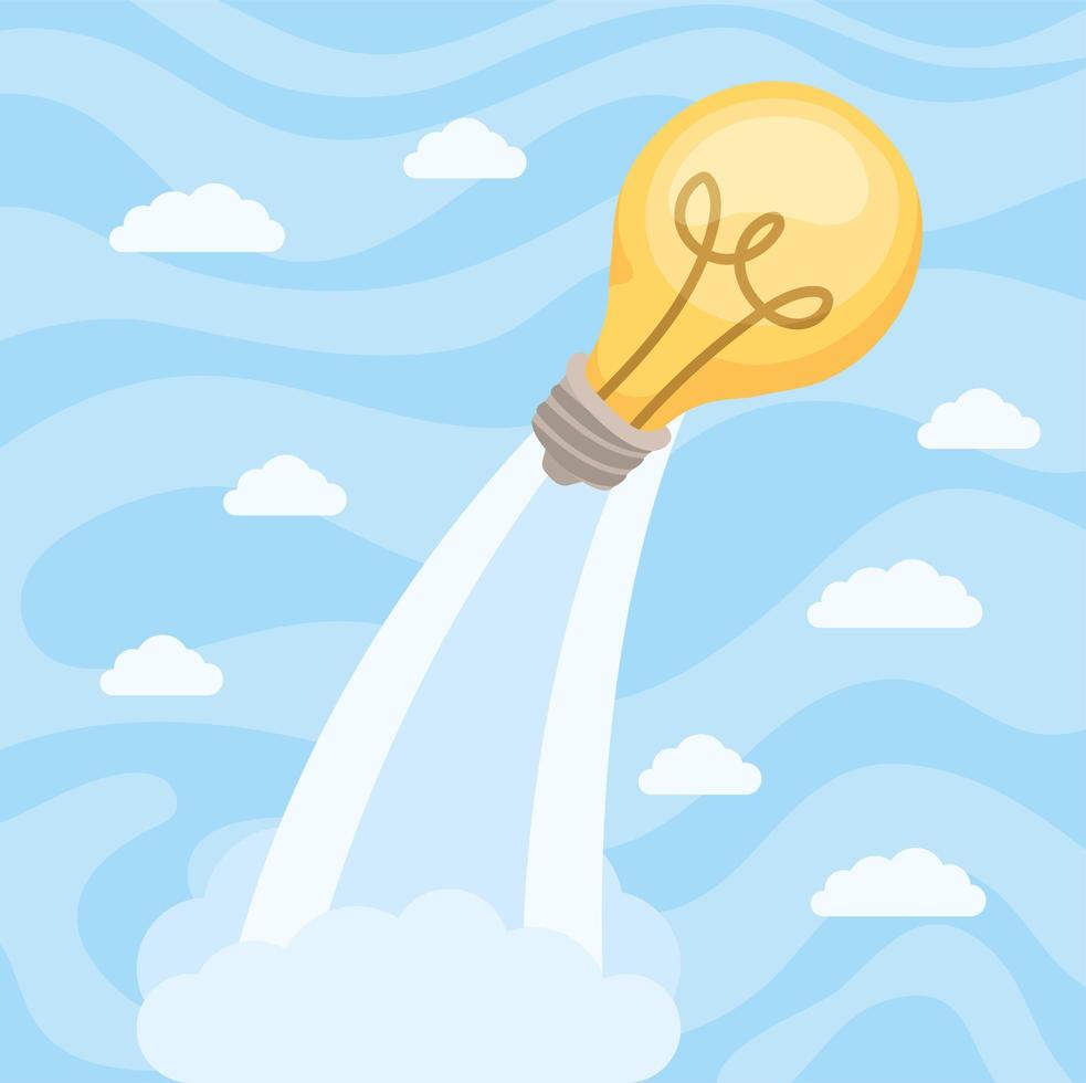 light bulb launch card vector