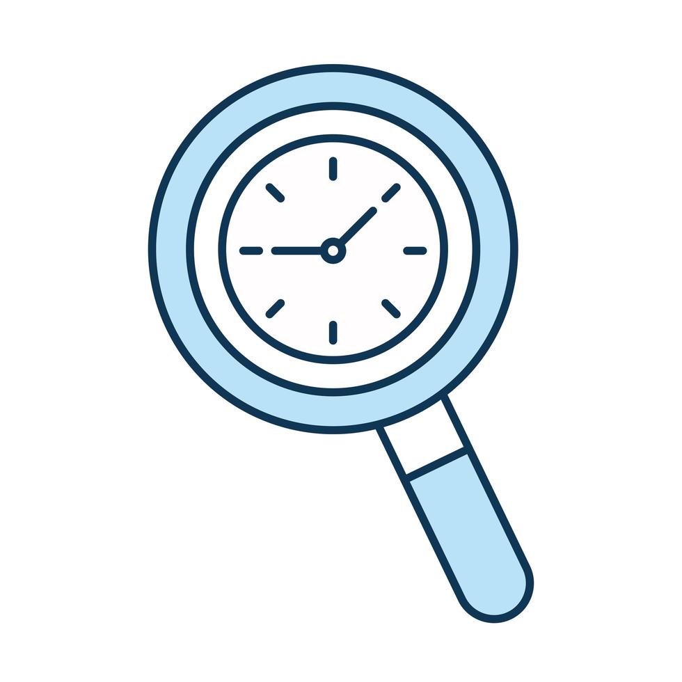 clock in lupe line and fill style icon vector design