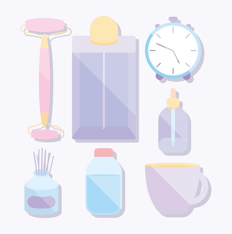 seven self care items vector