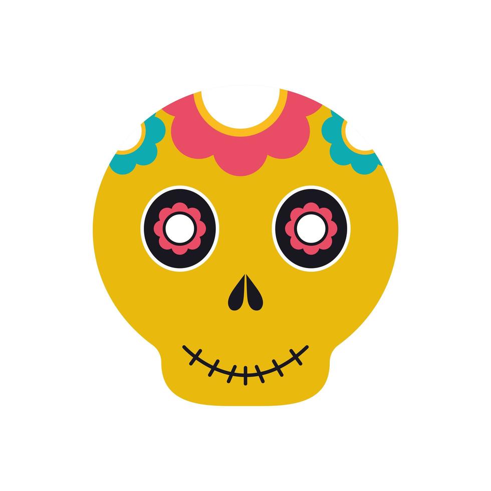 mexican skull flat style icon vector design