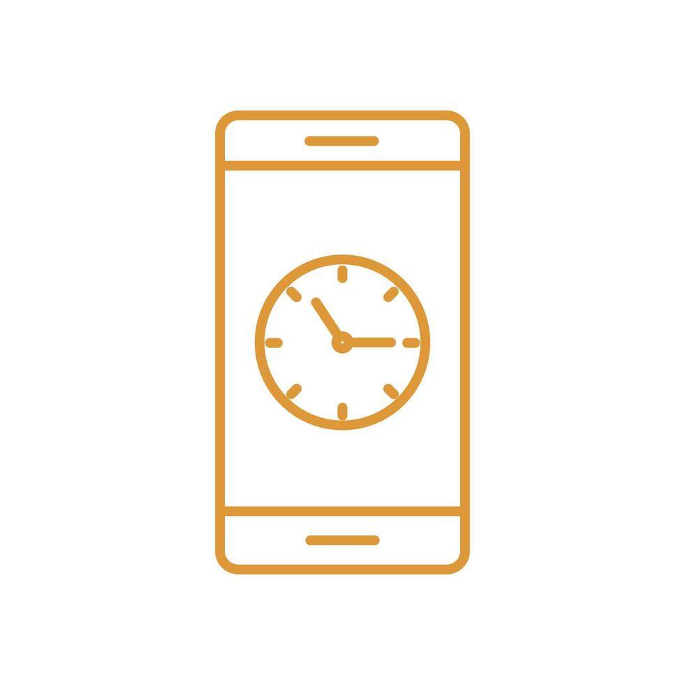 clock in smartphone line style icon vector design