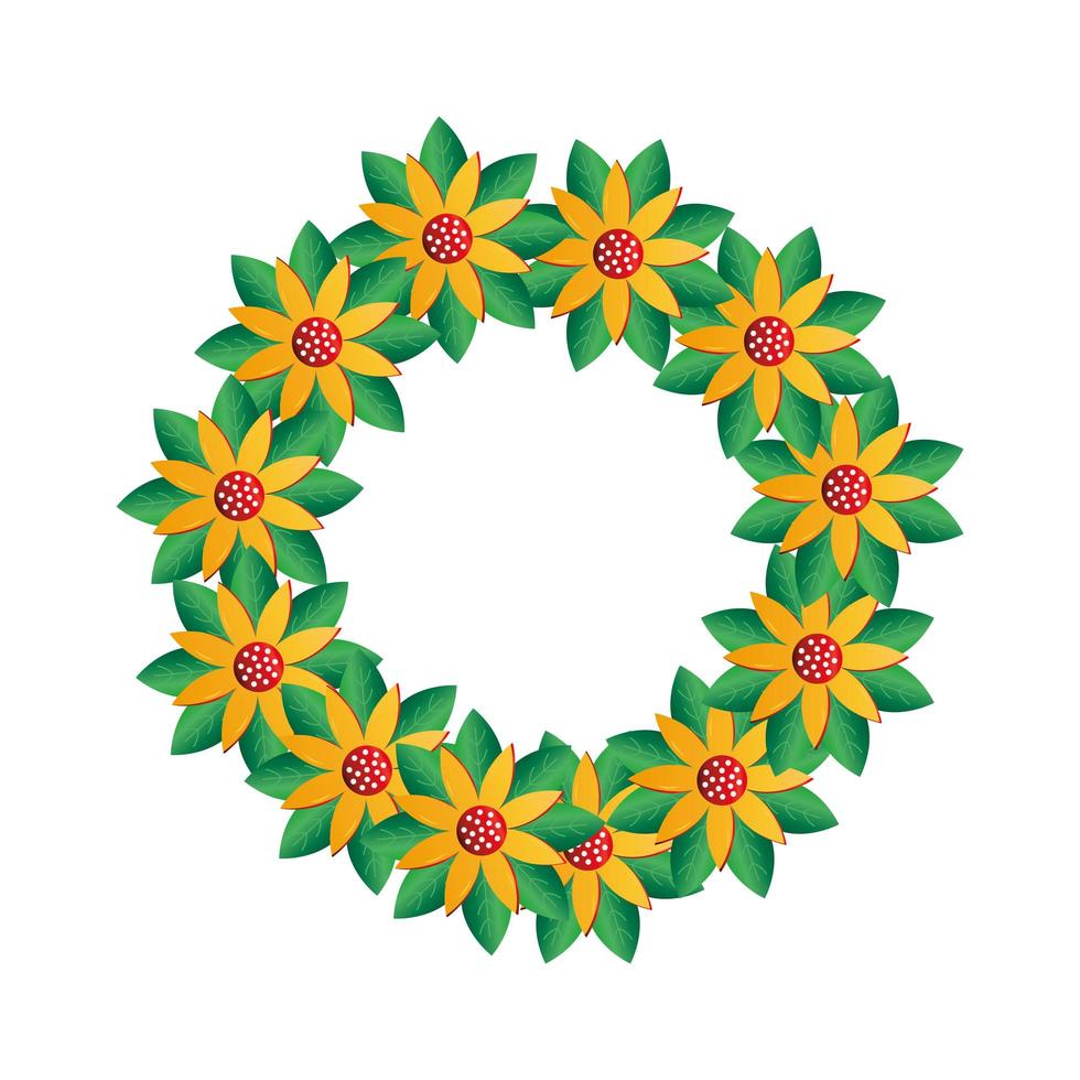 merry christmas flowers crown vector design