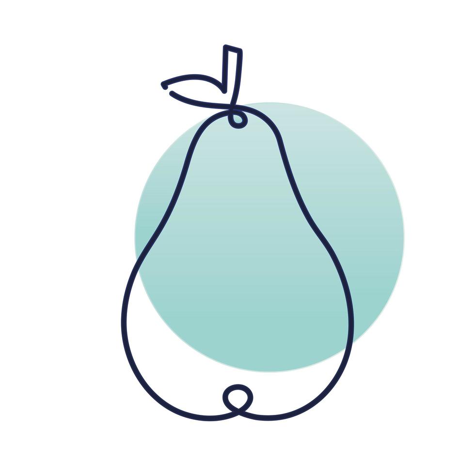 fresh pear fruit, one line style vector