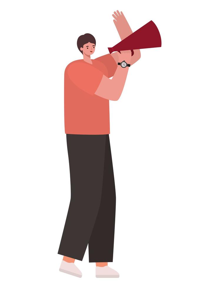 man dressed in dark pants with a megaphone vector