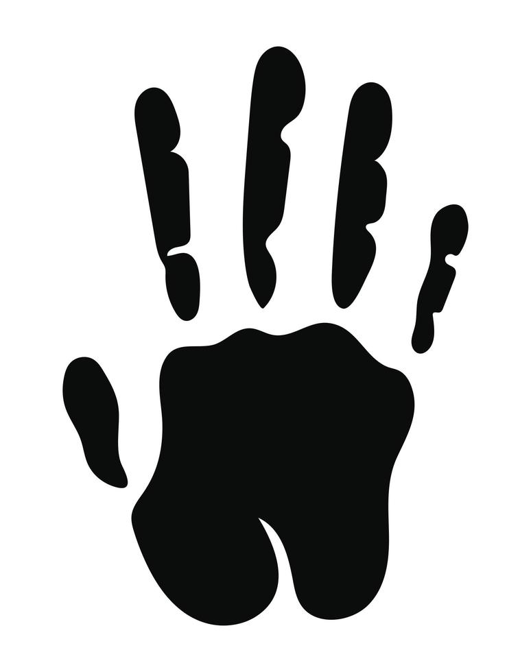 silhouette of black color with one hand and five fingers over a white background vector