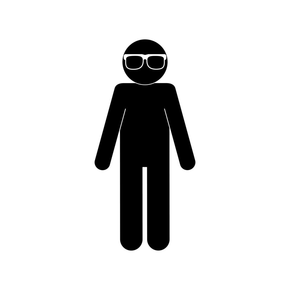 blind man with glasses silhouette style icon vector design