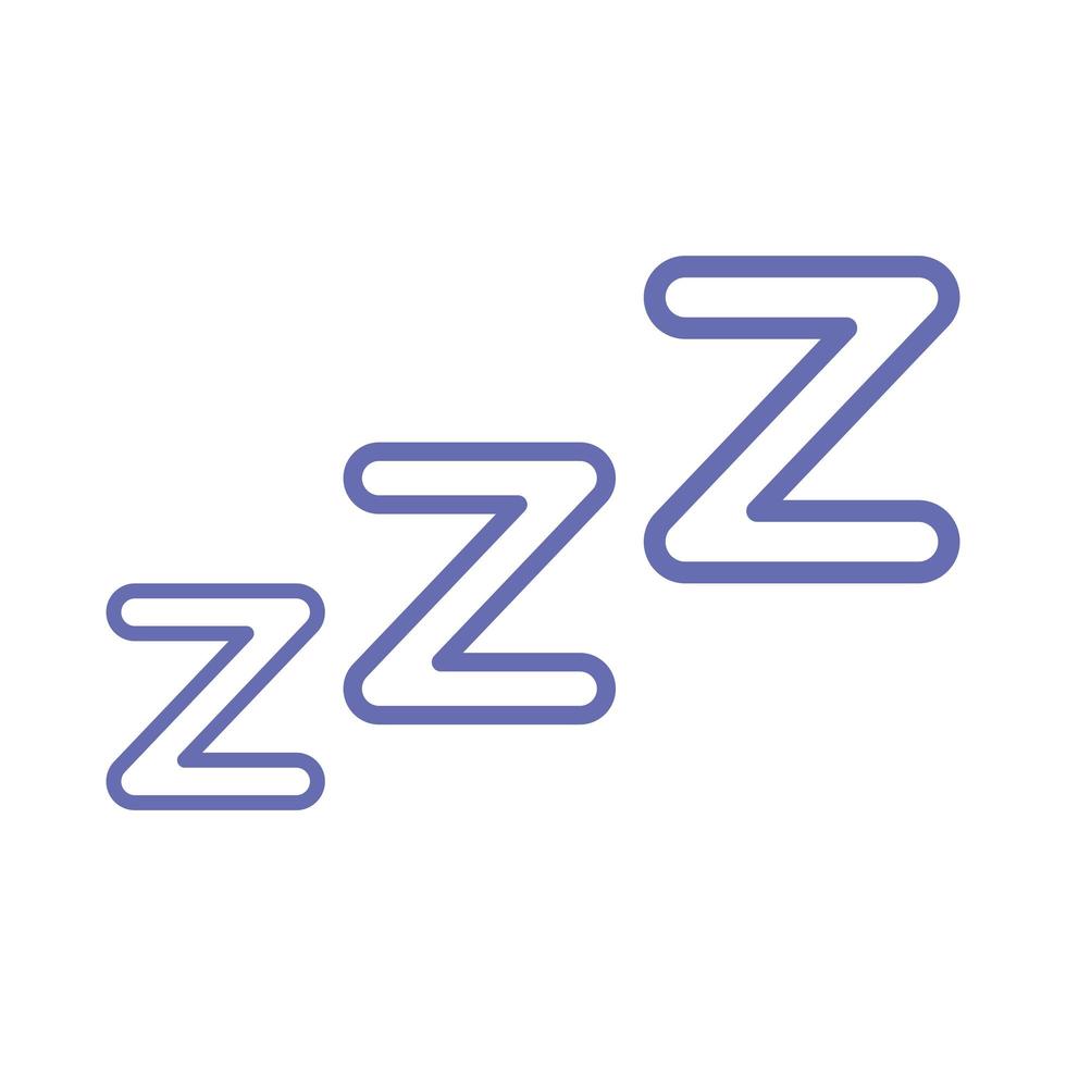 dormir línea zzz y diseño de vector de icono de estilo de relleno