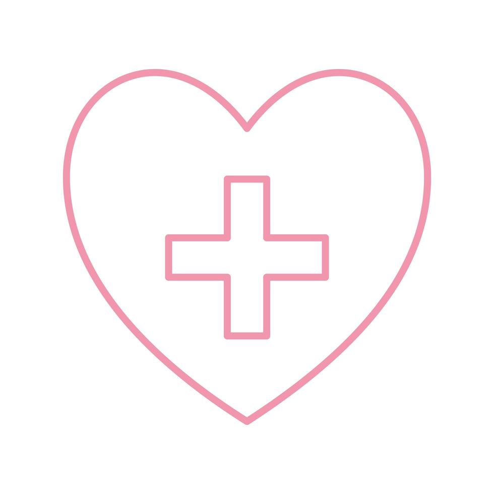 heart with cross line style icon vector design