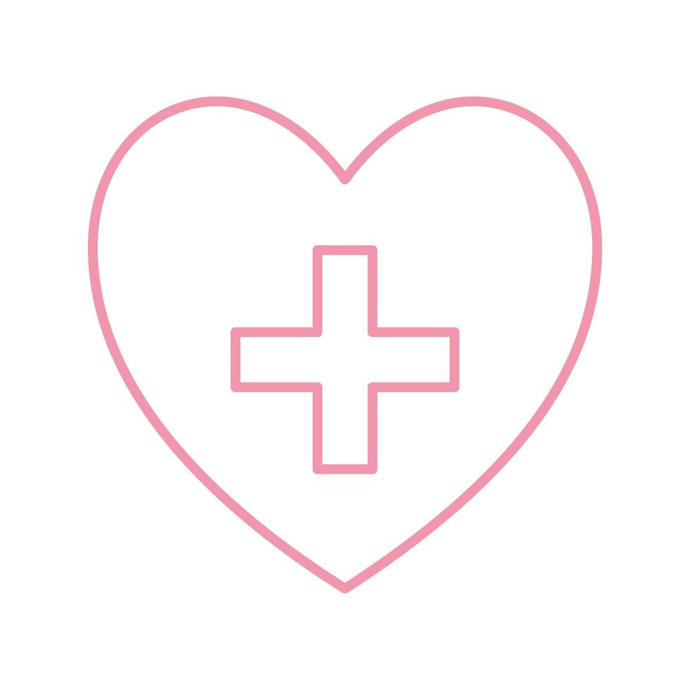 heart with cross line style icon vector design