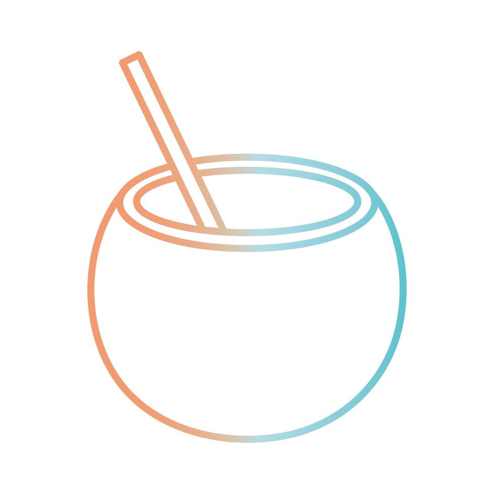 coconut cocktail gradient style icon vector design