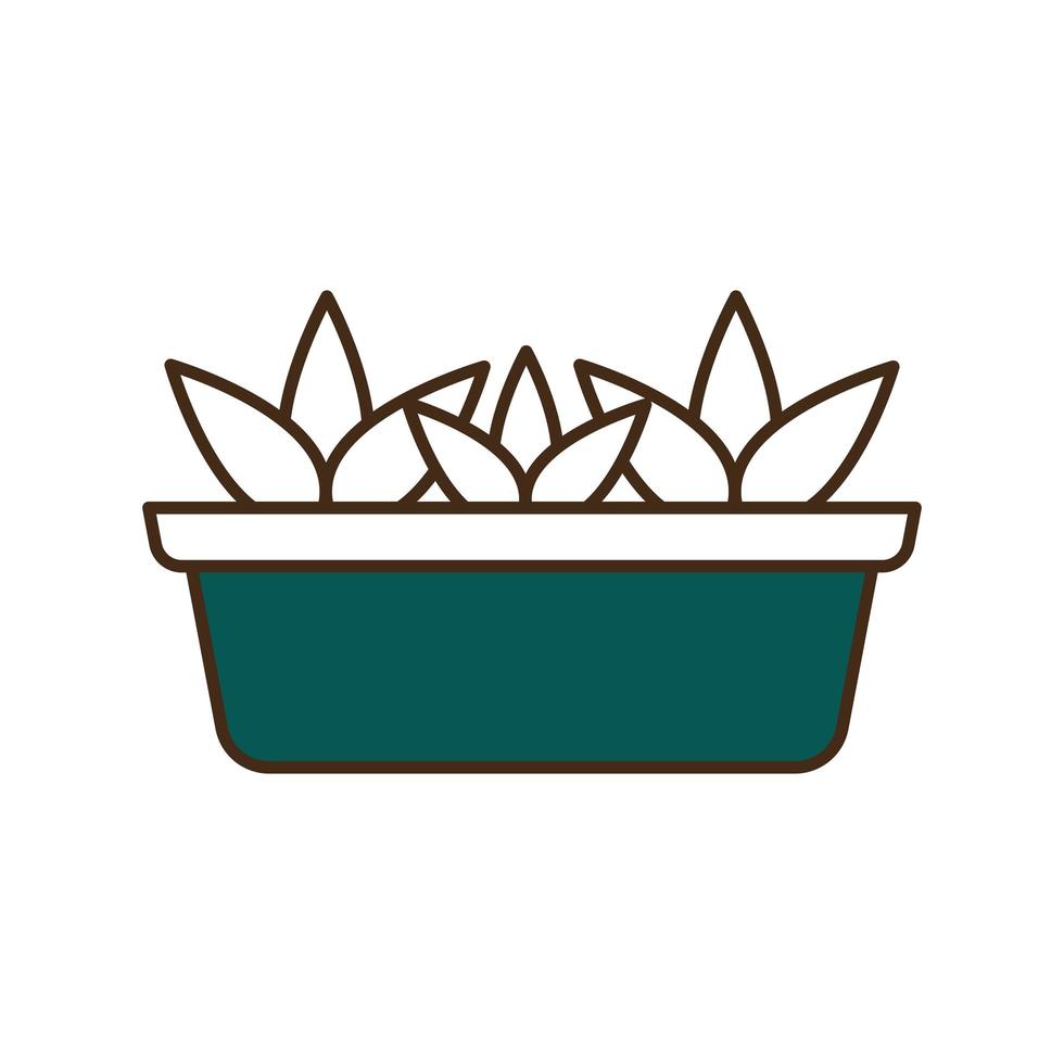 flowers inside pot line and fill style icon vector design
