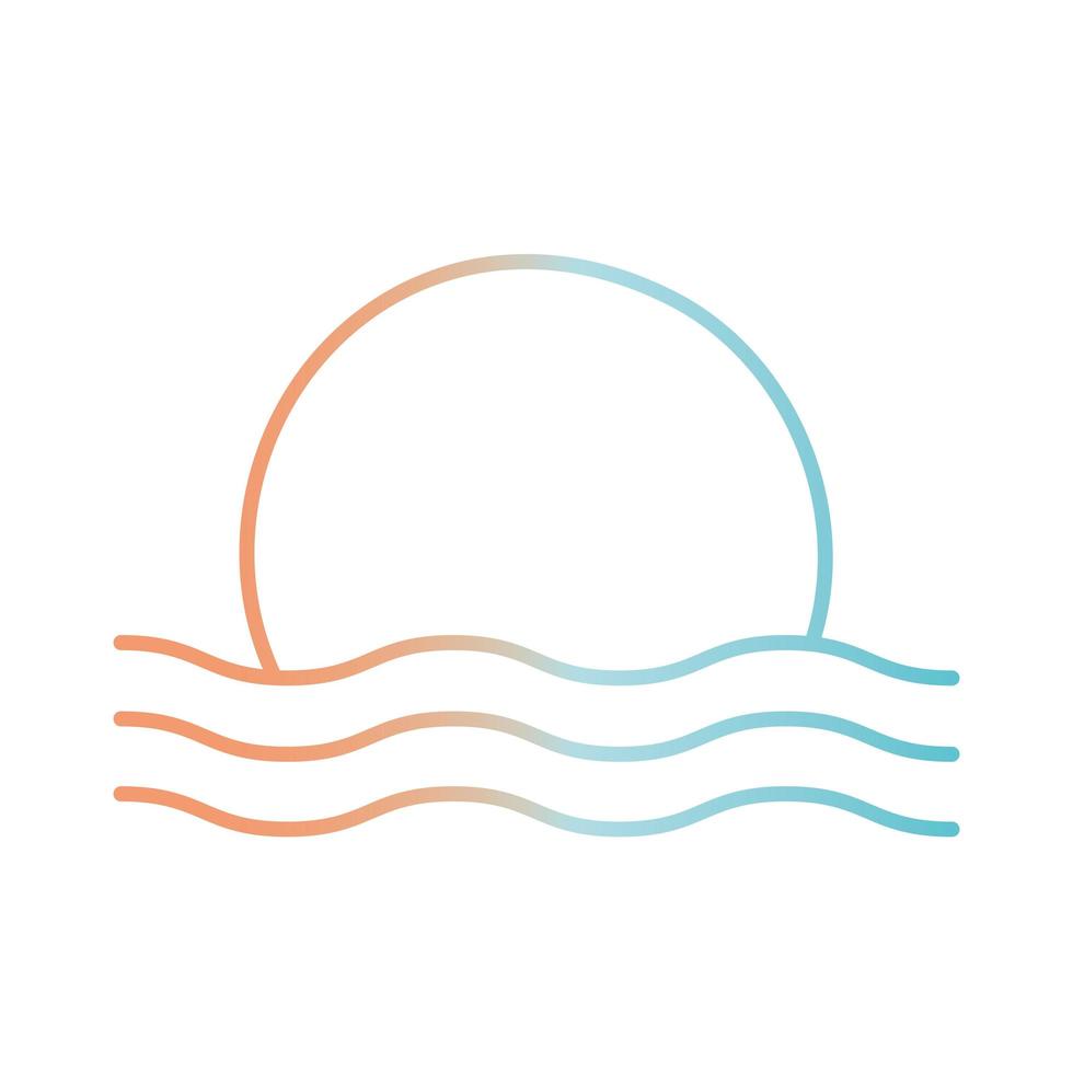 sun on sea gradient style icon vector design