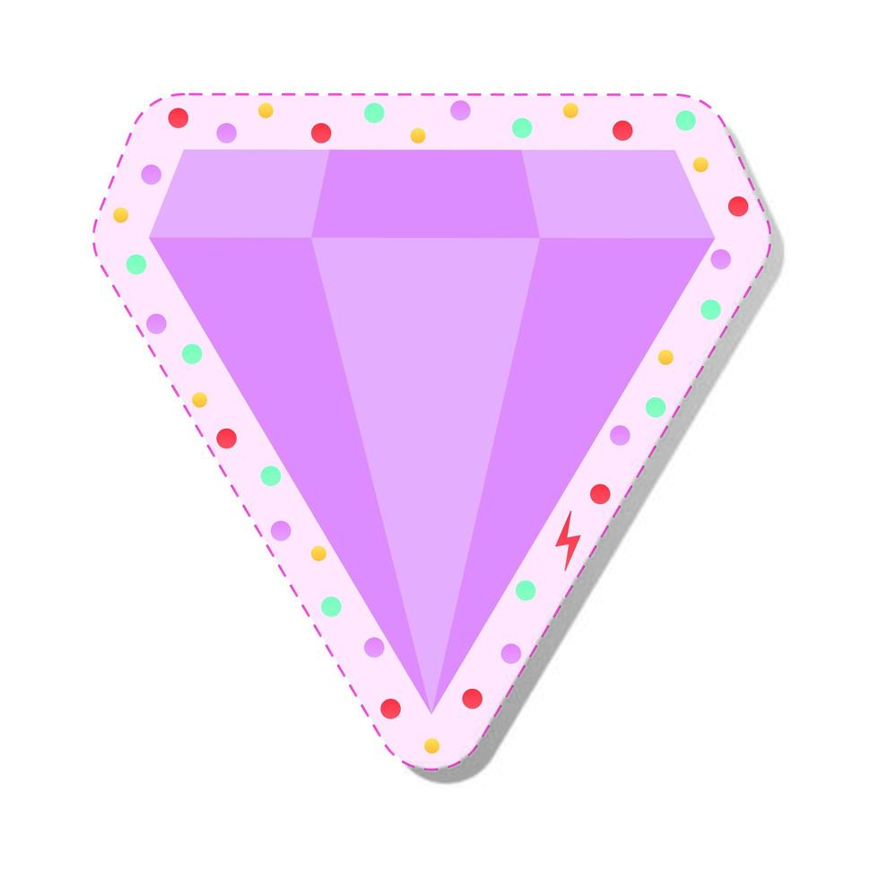 pink diamond with colored circles stickers vector