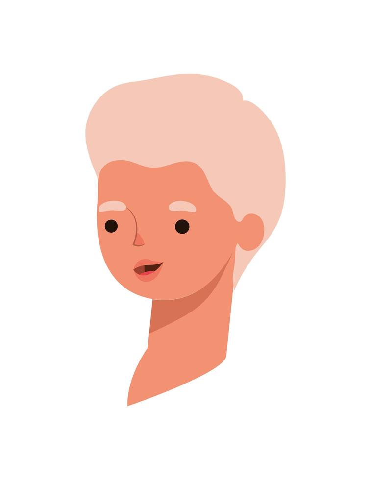 Rostro de mujer con cabello amarillo sobre un fondo blanco. vector