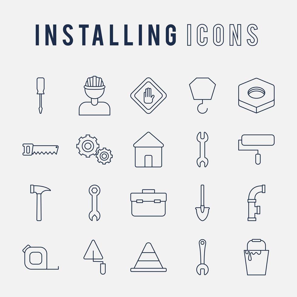 twenty installing icons vector