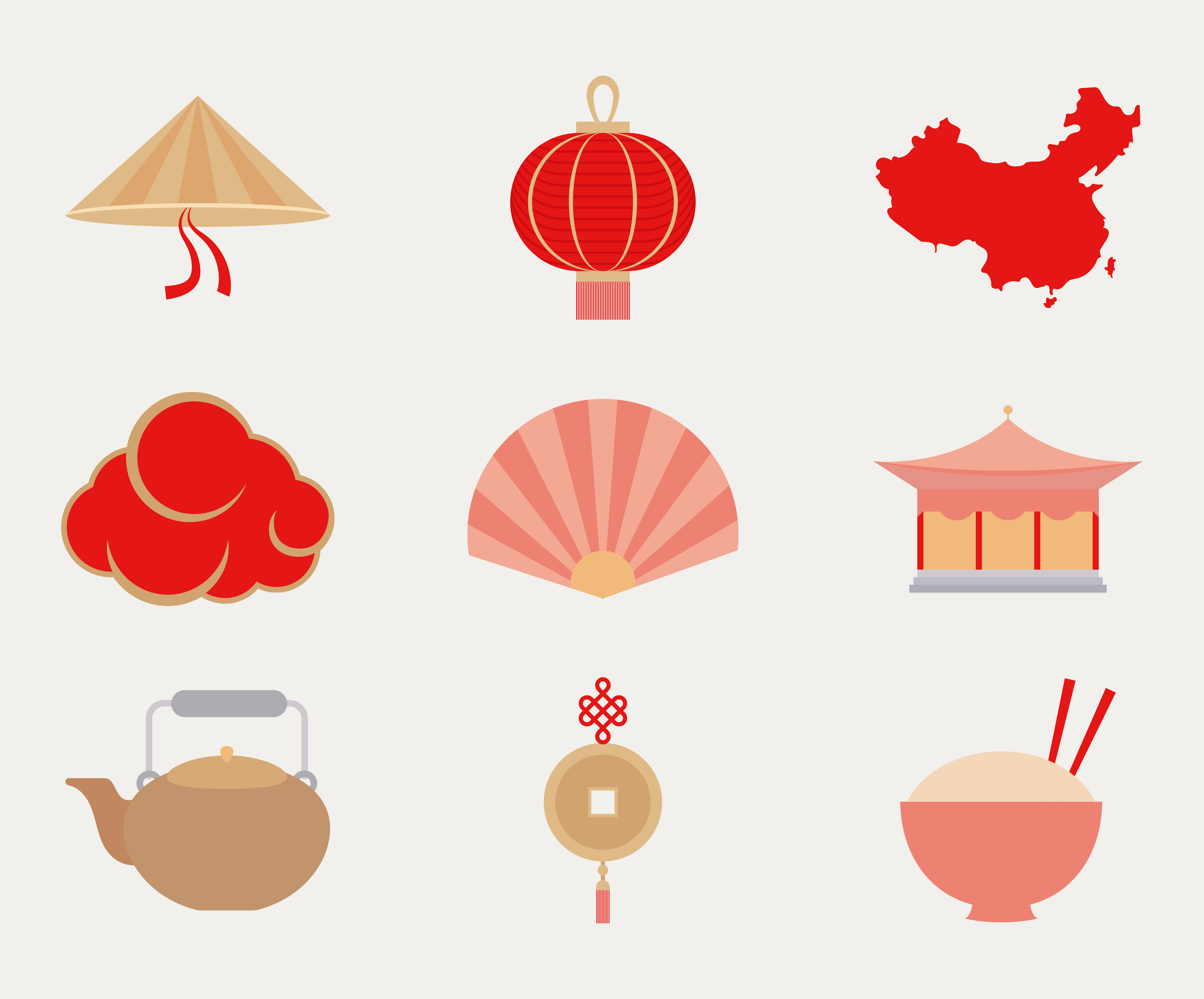 nine chinese items 4027792 Vector Art at Vecteezy