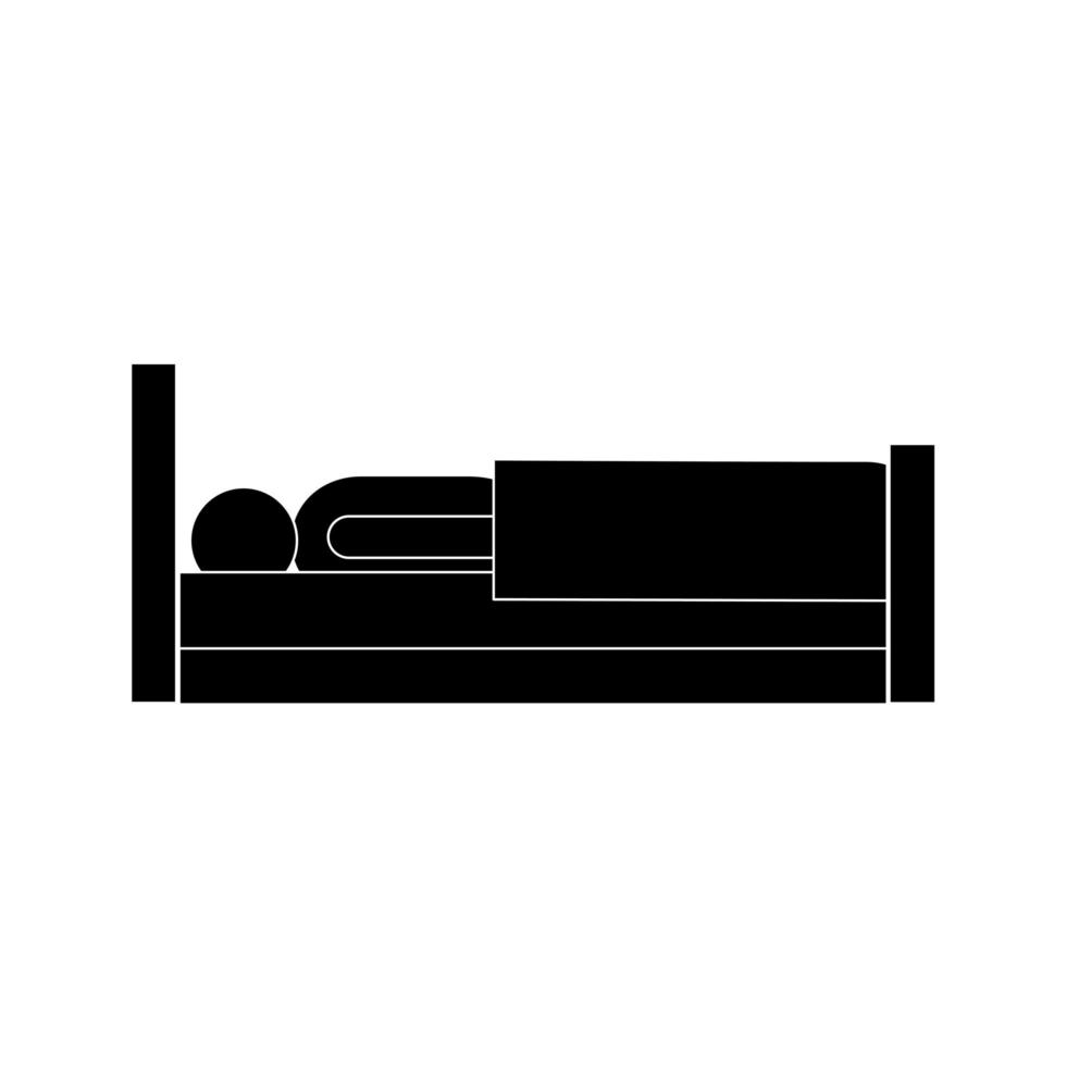 man in bed silhouette style icon vector design