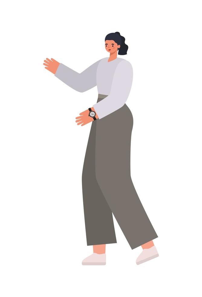 woman dressed in khaki pants vector