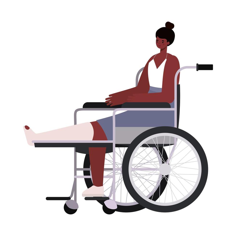 african american woman on wheelchair vector