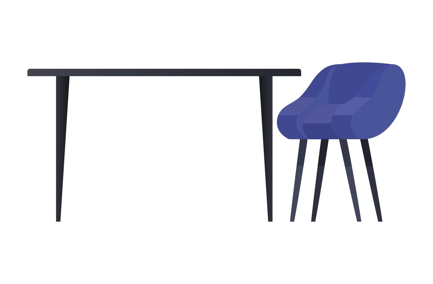 Mesa aislada con diseño de vector de silla azul