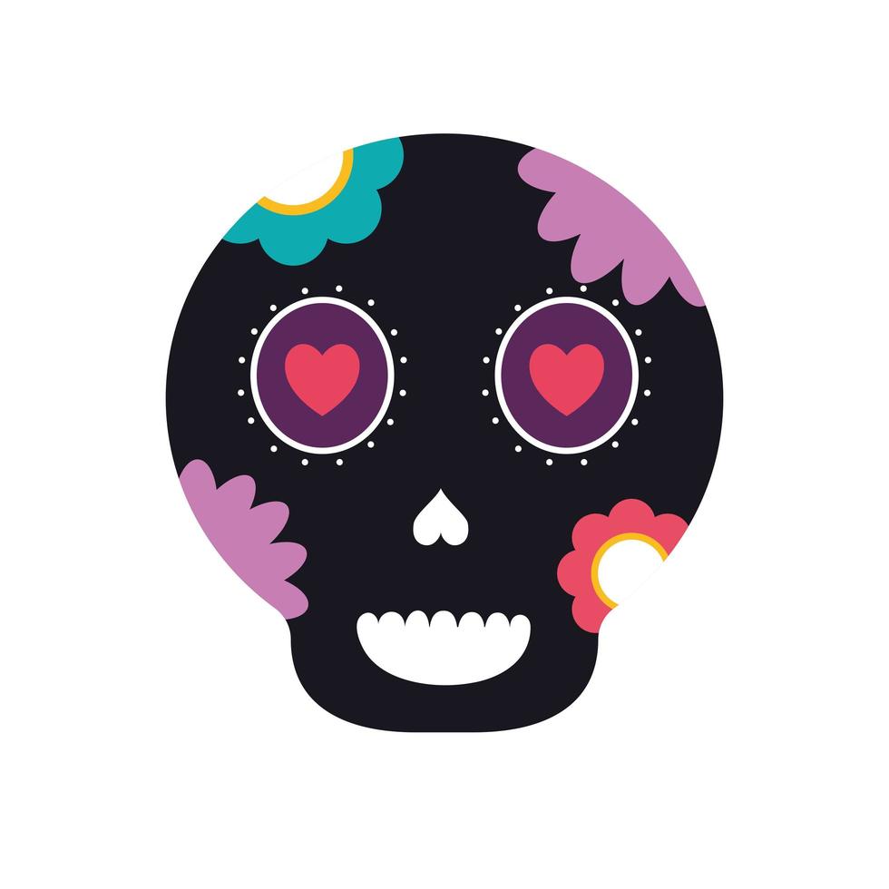 Diseño de vector de icono de estilo plano de calavera mexicana