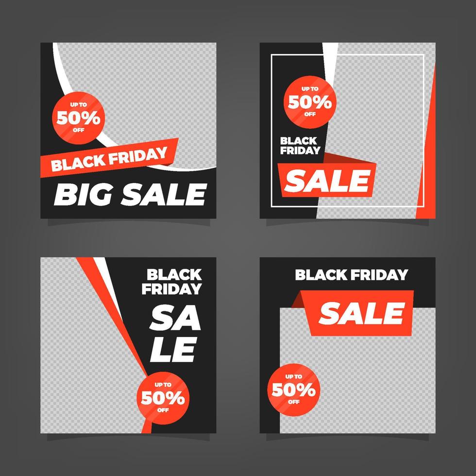 Black Friday Sale Social Media Post Collection vector