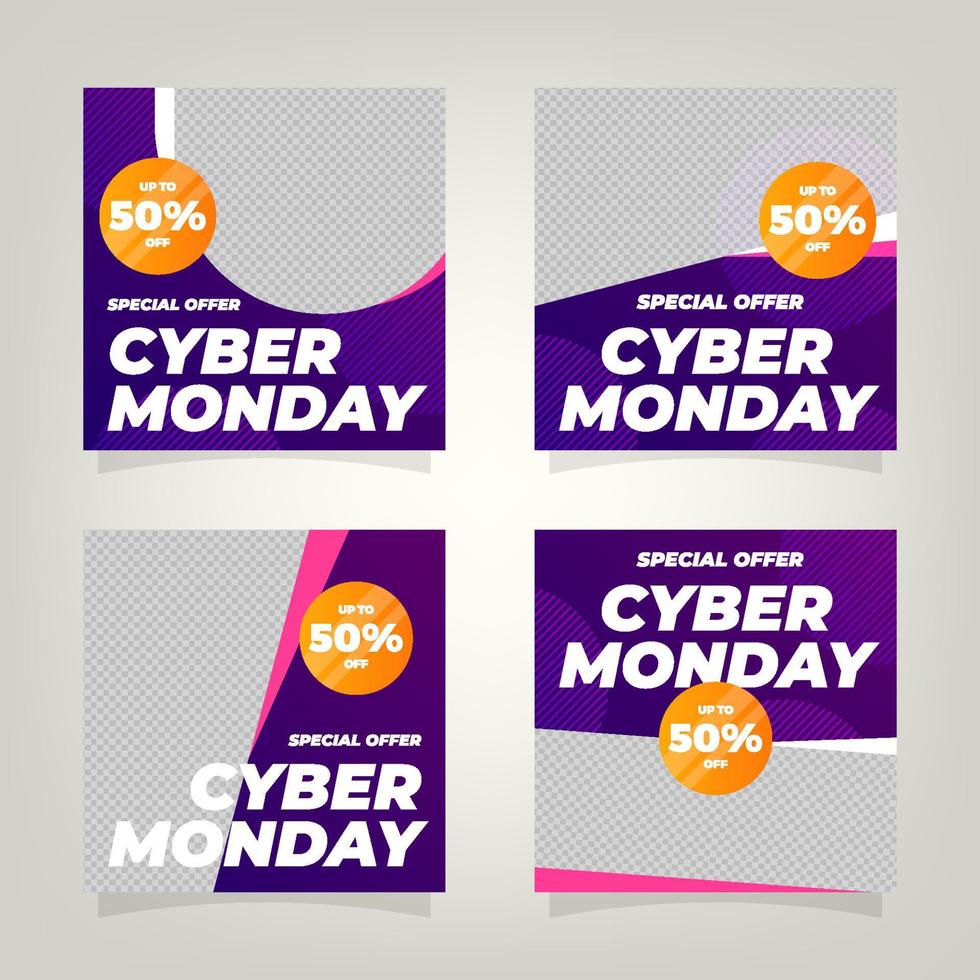 Cyber Monday Social Media Post Collection vector