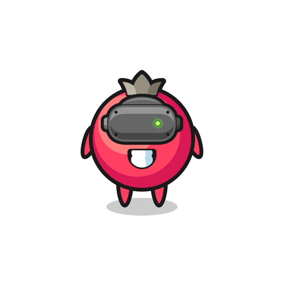 cute cranberry using VR headset vector