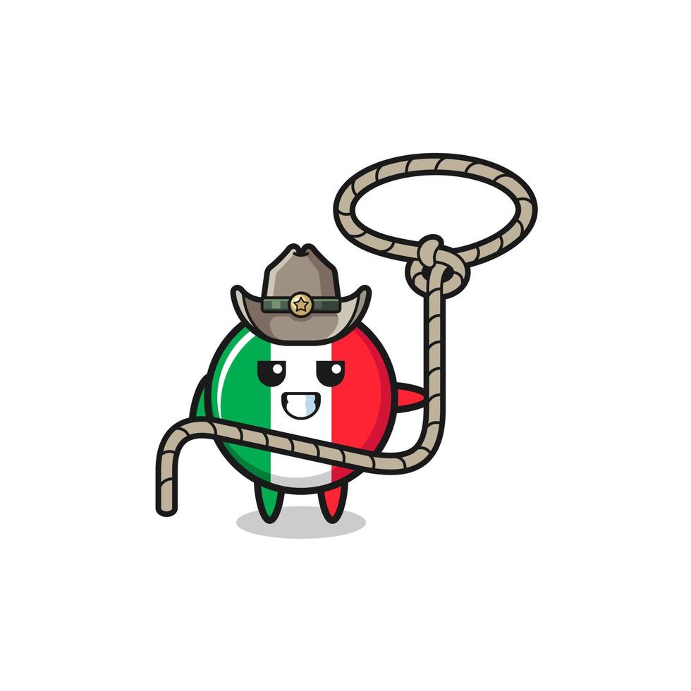 El vaquero de la bandera de Italia con cuerda de lazo vector