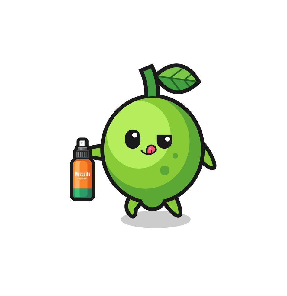 cute lime holding mosquito repellent vector
