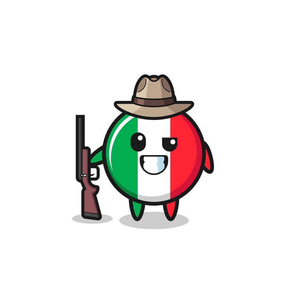Italia mascota cazador de bandera sosteniendo una pistola vector