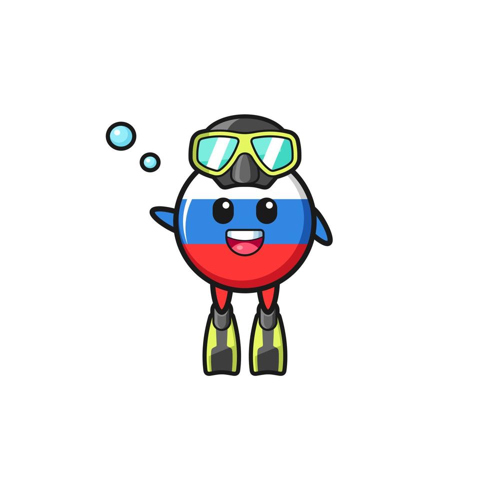 the russia flag diver cartoon character vector