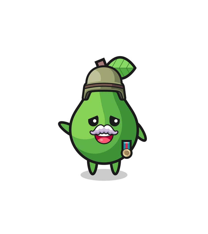 lindo aguacate como dibujos animados veterano vector