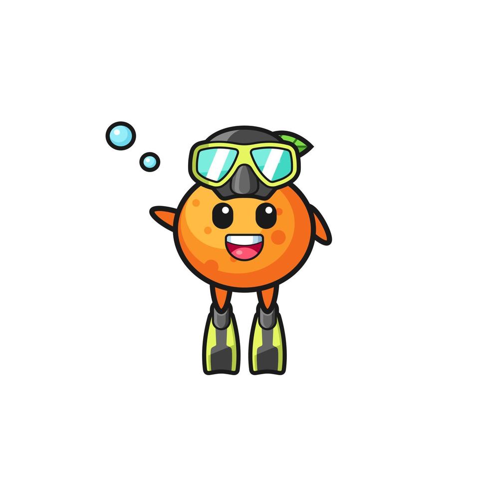the mandarin orange diver cartoon character vector