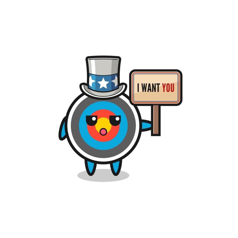 target archery cartoon as uncle Sam holding the banner I want you vector