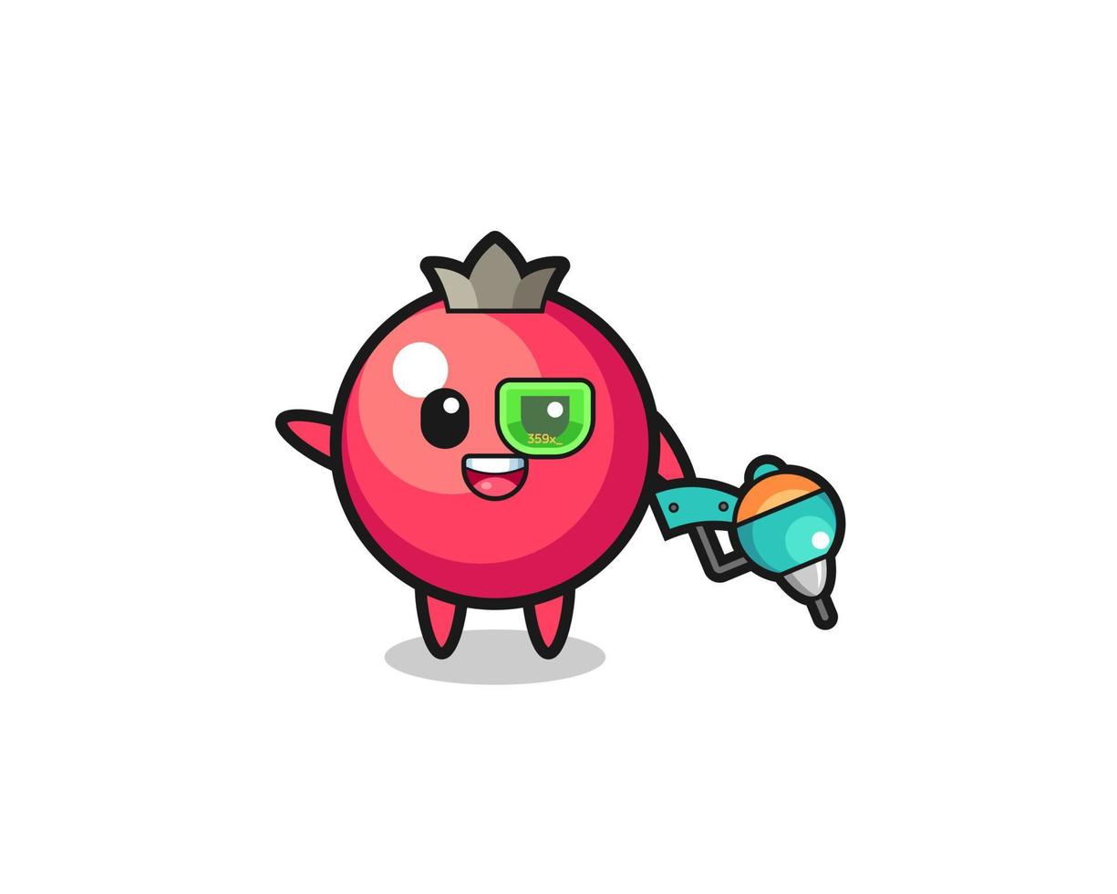 cranberry cartoon as future warrior mascot vector