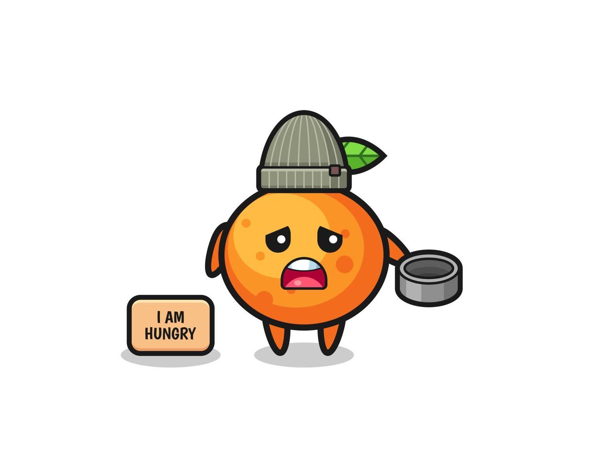cute mandarin orange beggar cartoon character vector