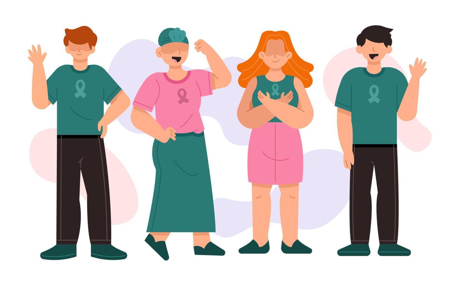 People Characters in World Cancer Day Theme vector