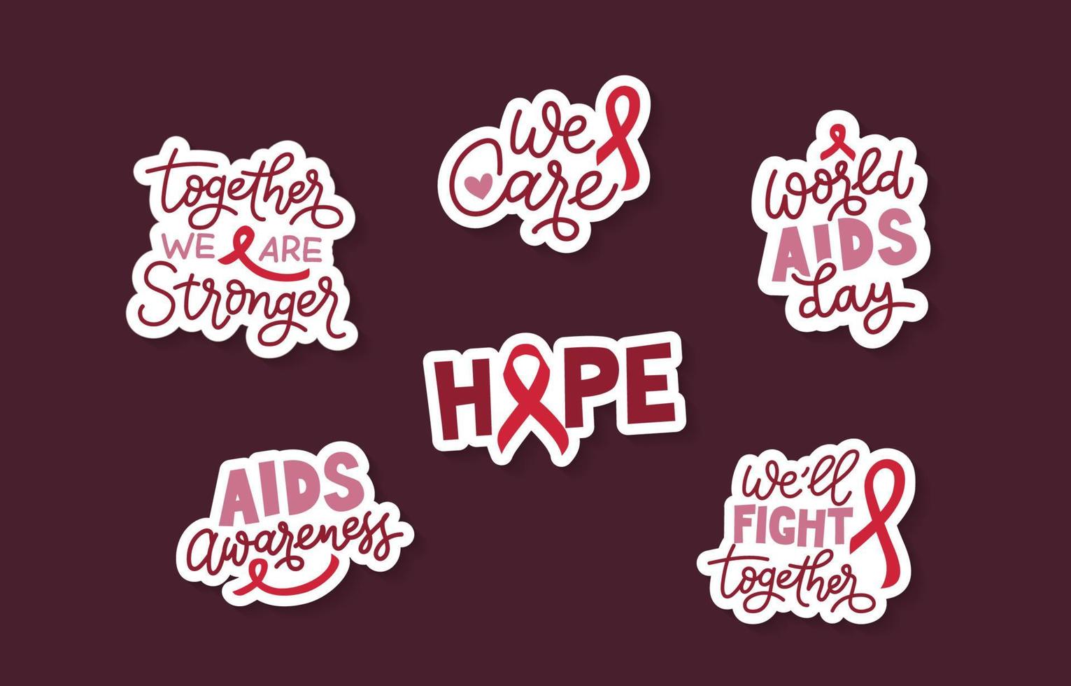 Set of World AIDS Day Sticker vector