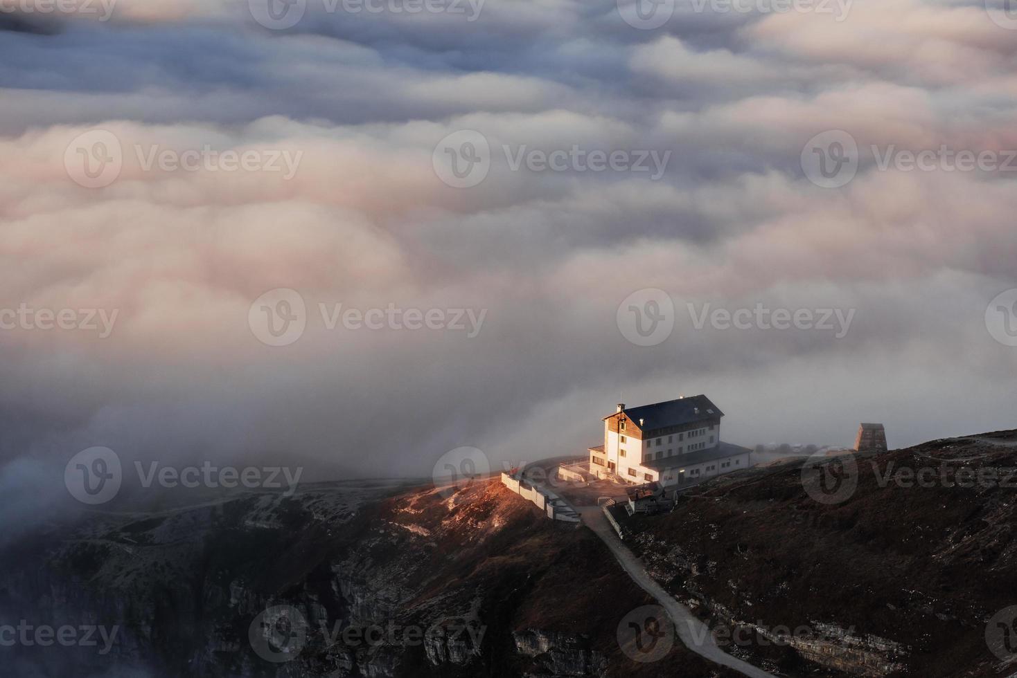 Heavens point. Morning sunlight is going to disperse the fog in this beautiful mountain place photo