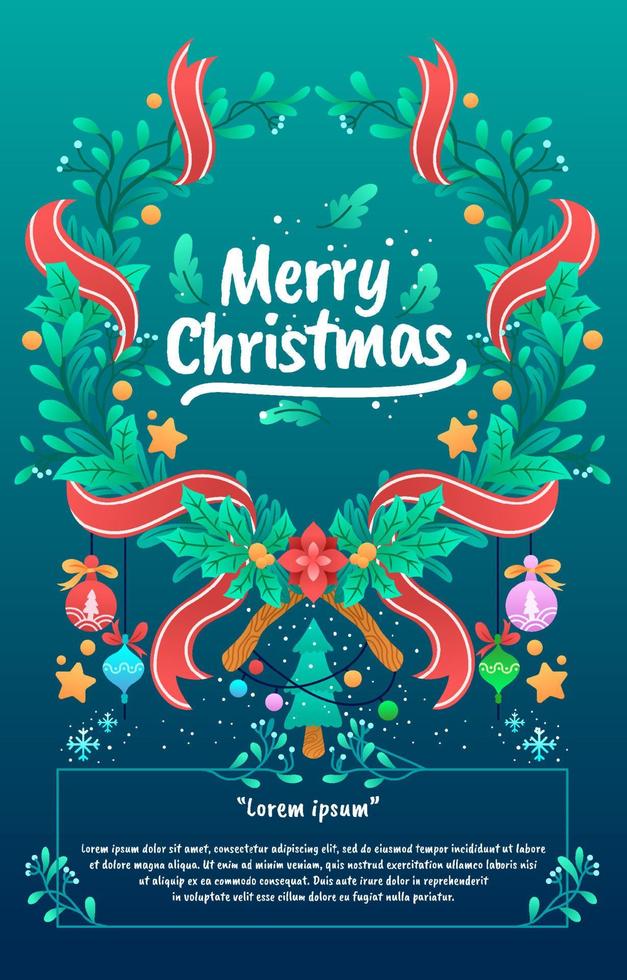 Christmas Floral Ornament and Wreath Decorative Background vector