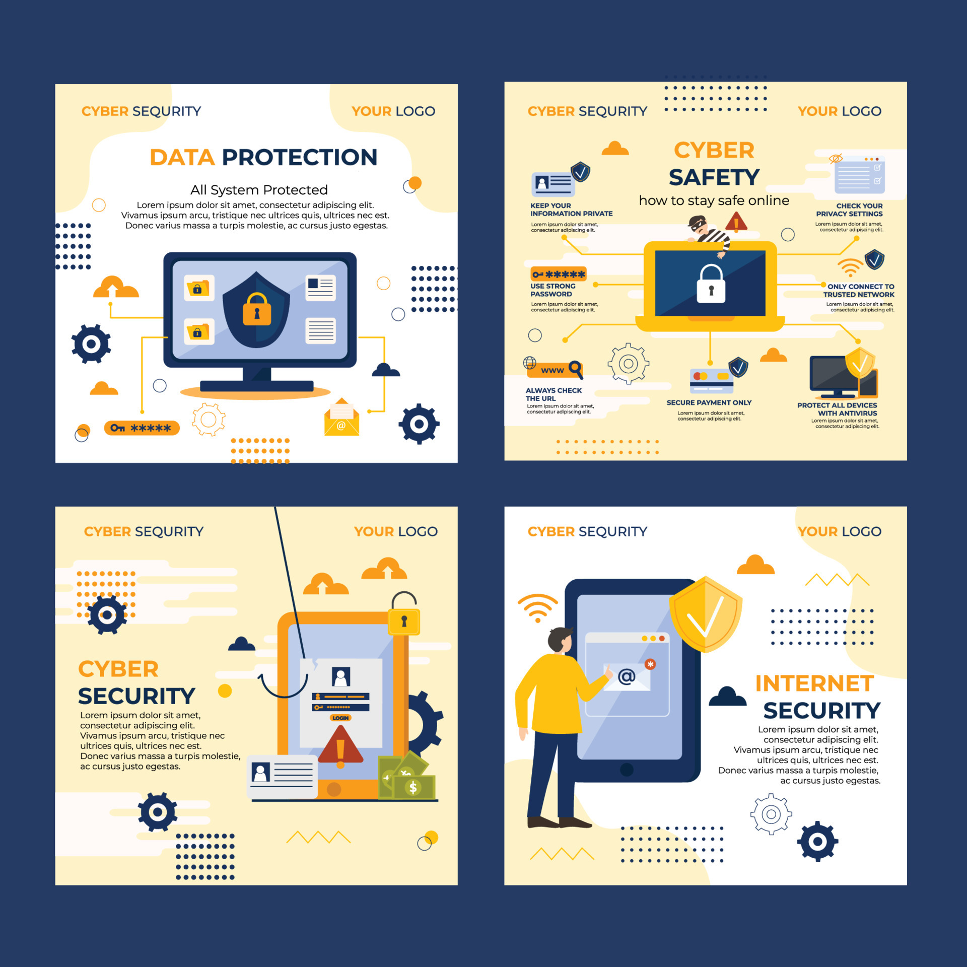 Security or Information Privacy Social Media Post 4044698 Vector Art at ...