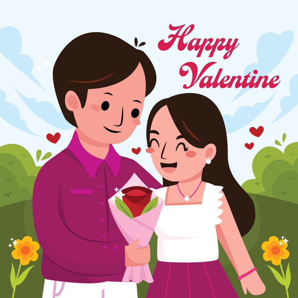 Celebratioing Valentine's Day Together in the Park vector