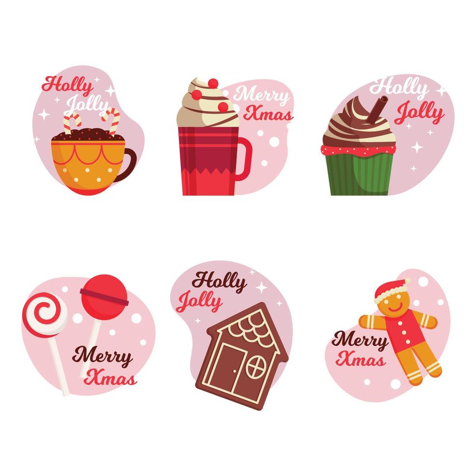 Flat Christmas Food Labels vector