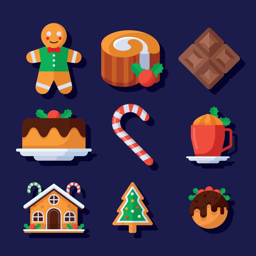 conjunto de iconos de comida de navidad vector